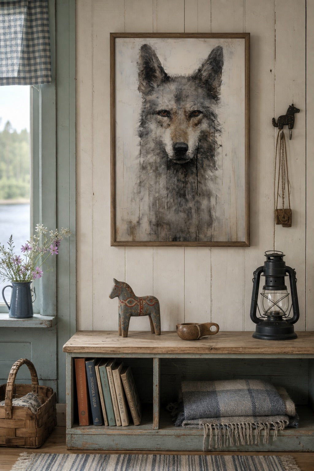 Pale Wolf art print, close-up detail view