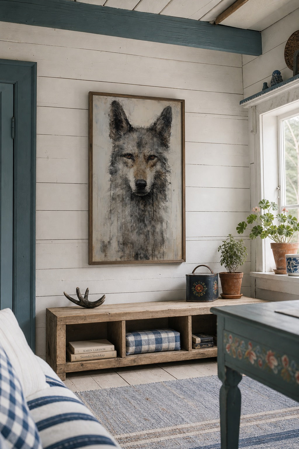 Pale Wolf art print, angled perspective view