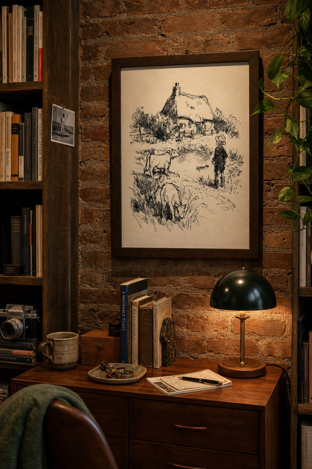 Pasture Lane art print, close-up detail view