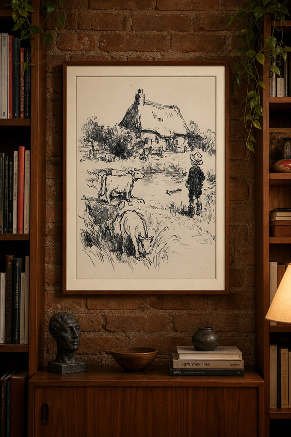 Pasture Lane art print on white background