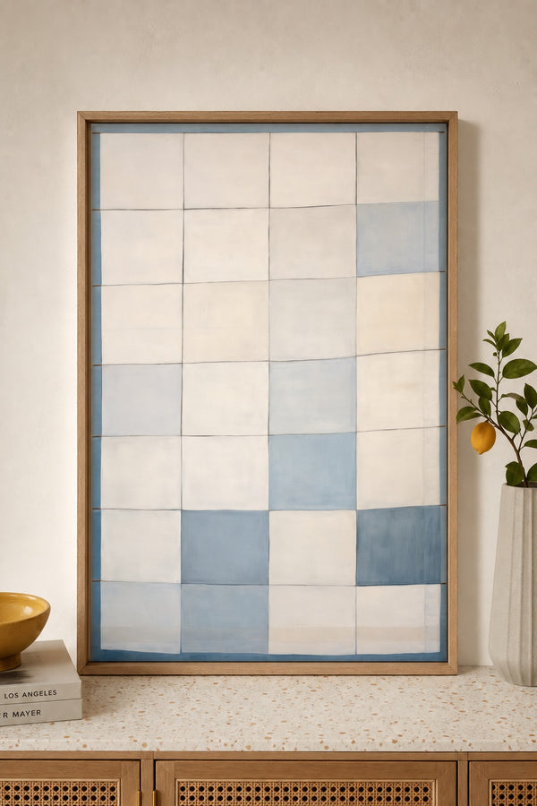 Patchwork art print on white background