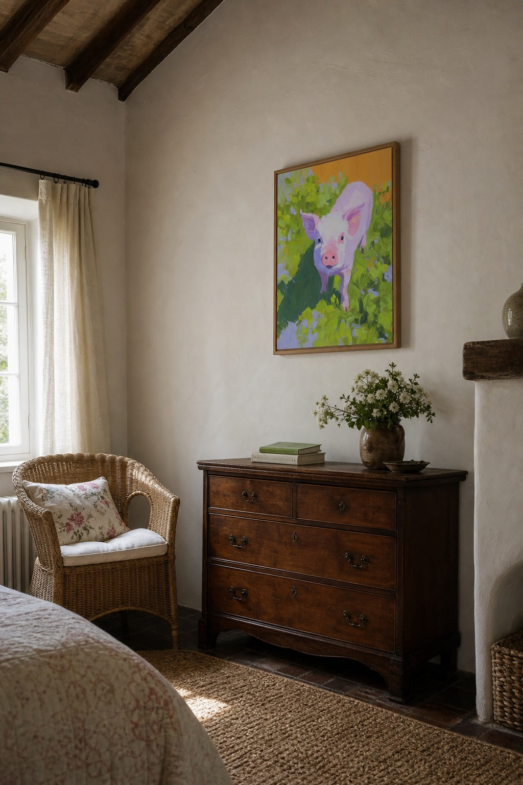 Piglet art print, angled perspective view