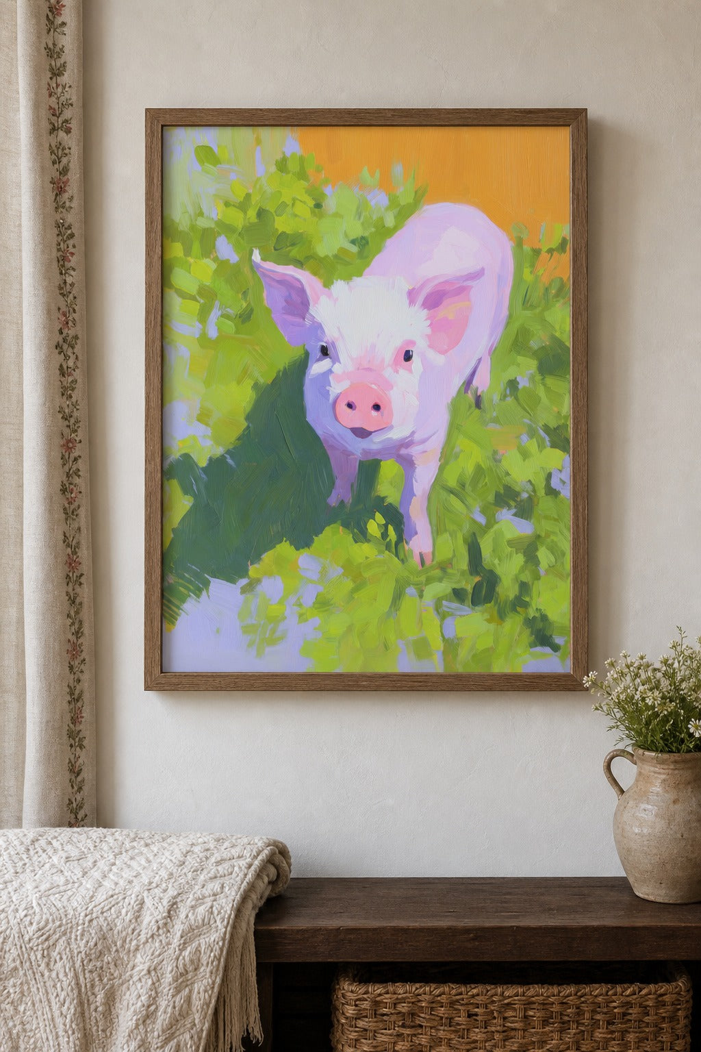 Piglet art print on white background