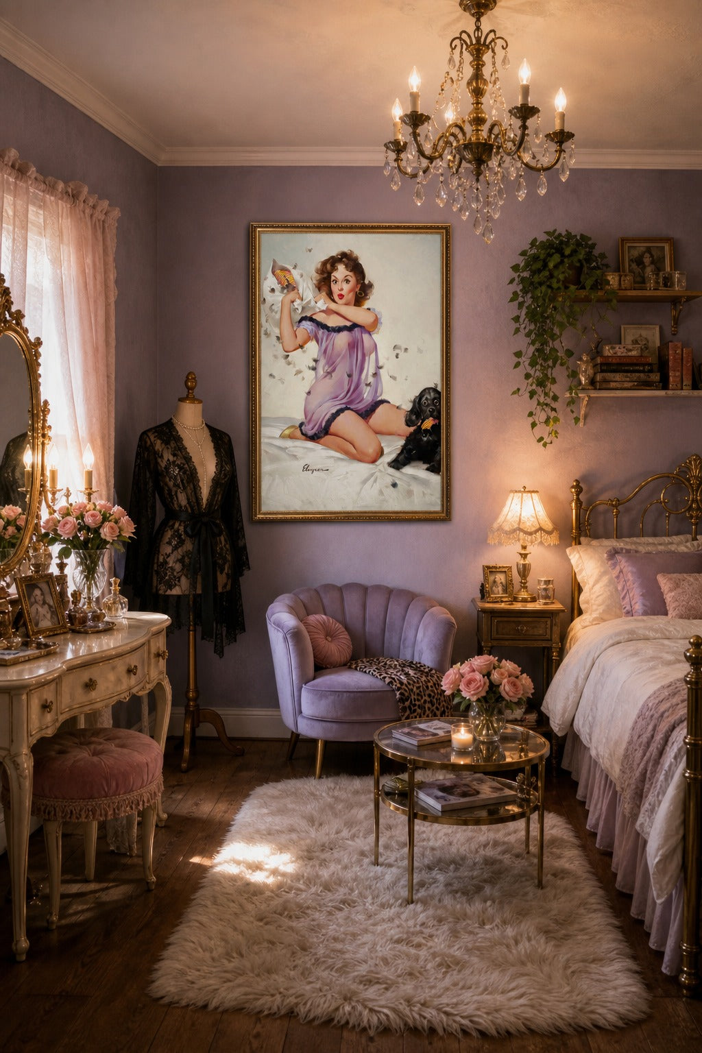 Pillow Fight art print displayed in a modern interior