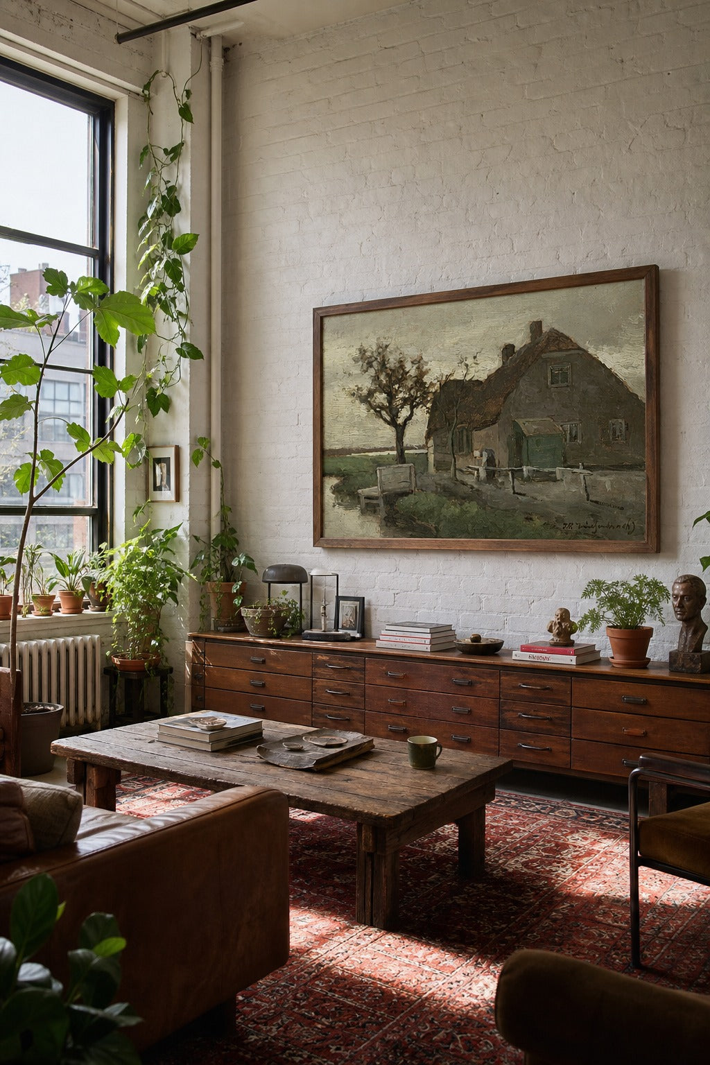 Polder Grey art print shown to scale on a wall