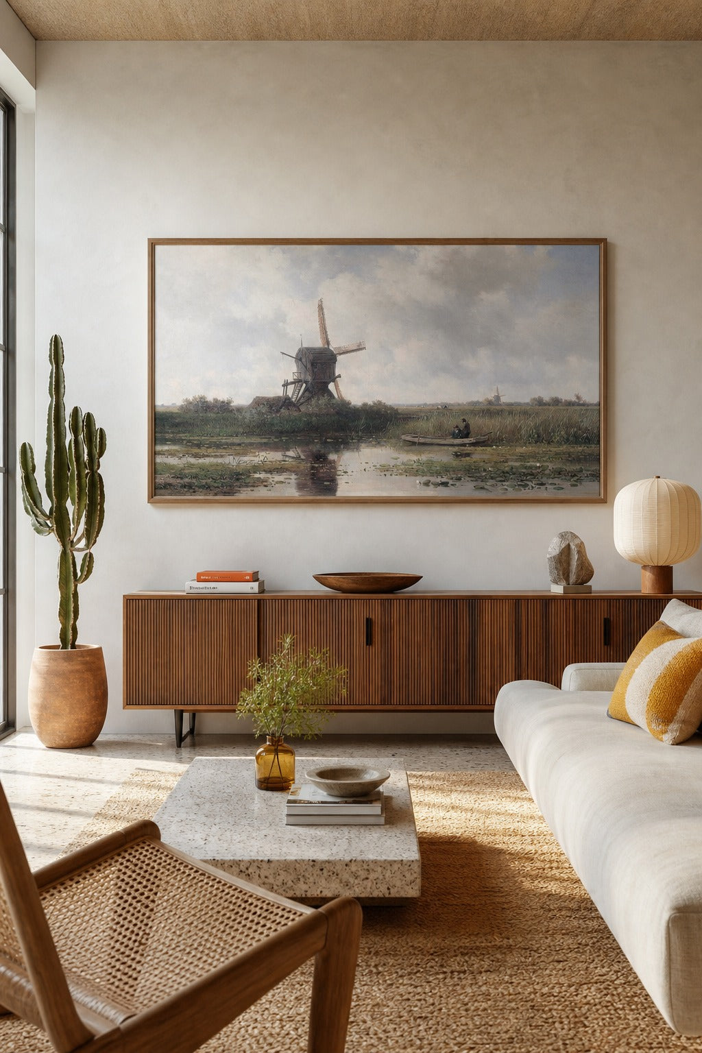 Polder Mist art print shown to scale on a wall