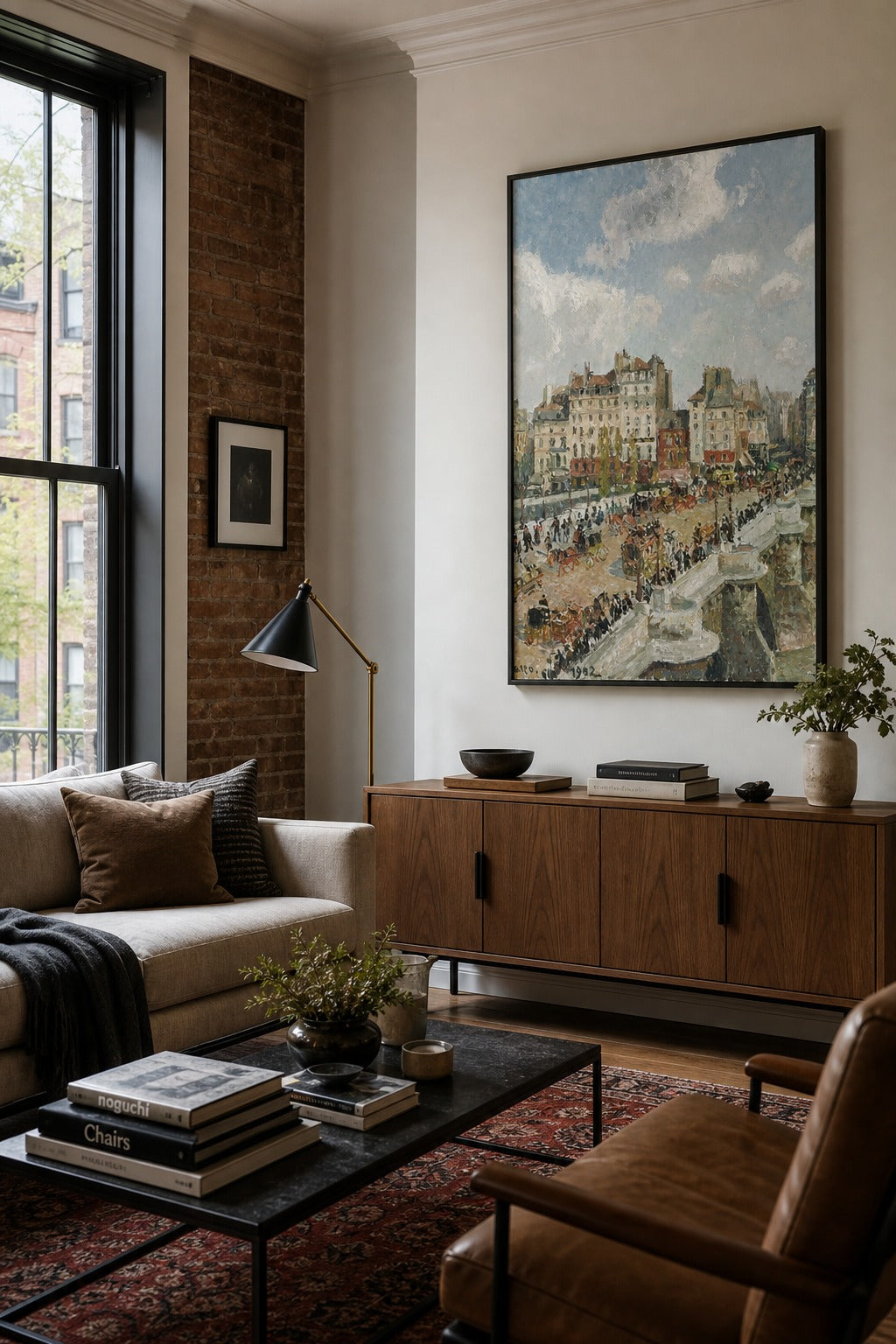 Pont Neuf art print shown to scale on a wall
