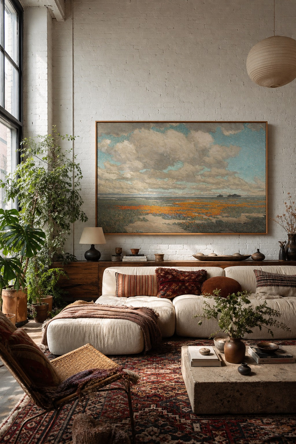 Poppy Plain art print shown to scale on a wall