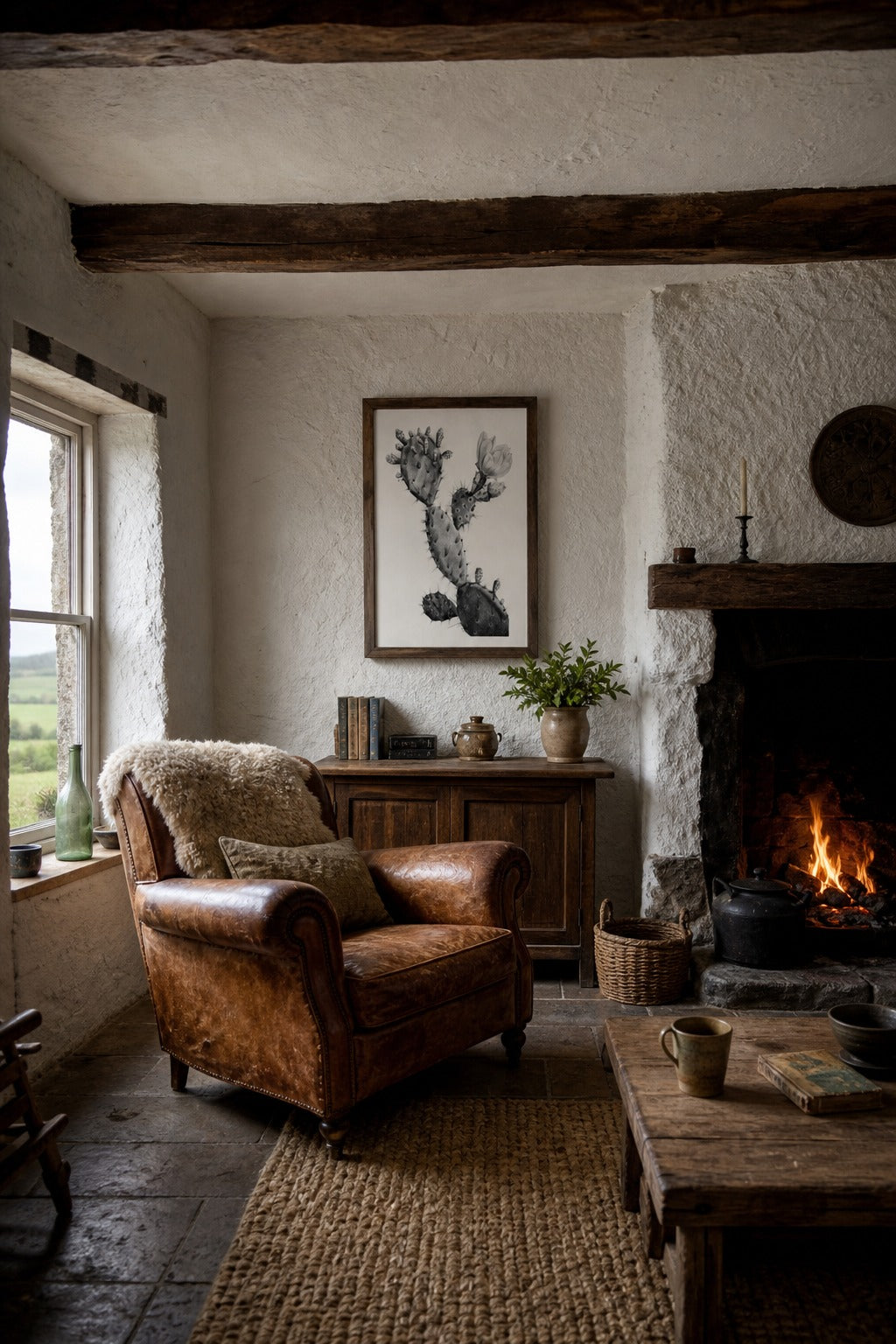 Prickly Bloom art print displayed in a modern interior