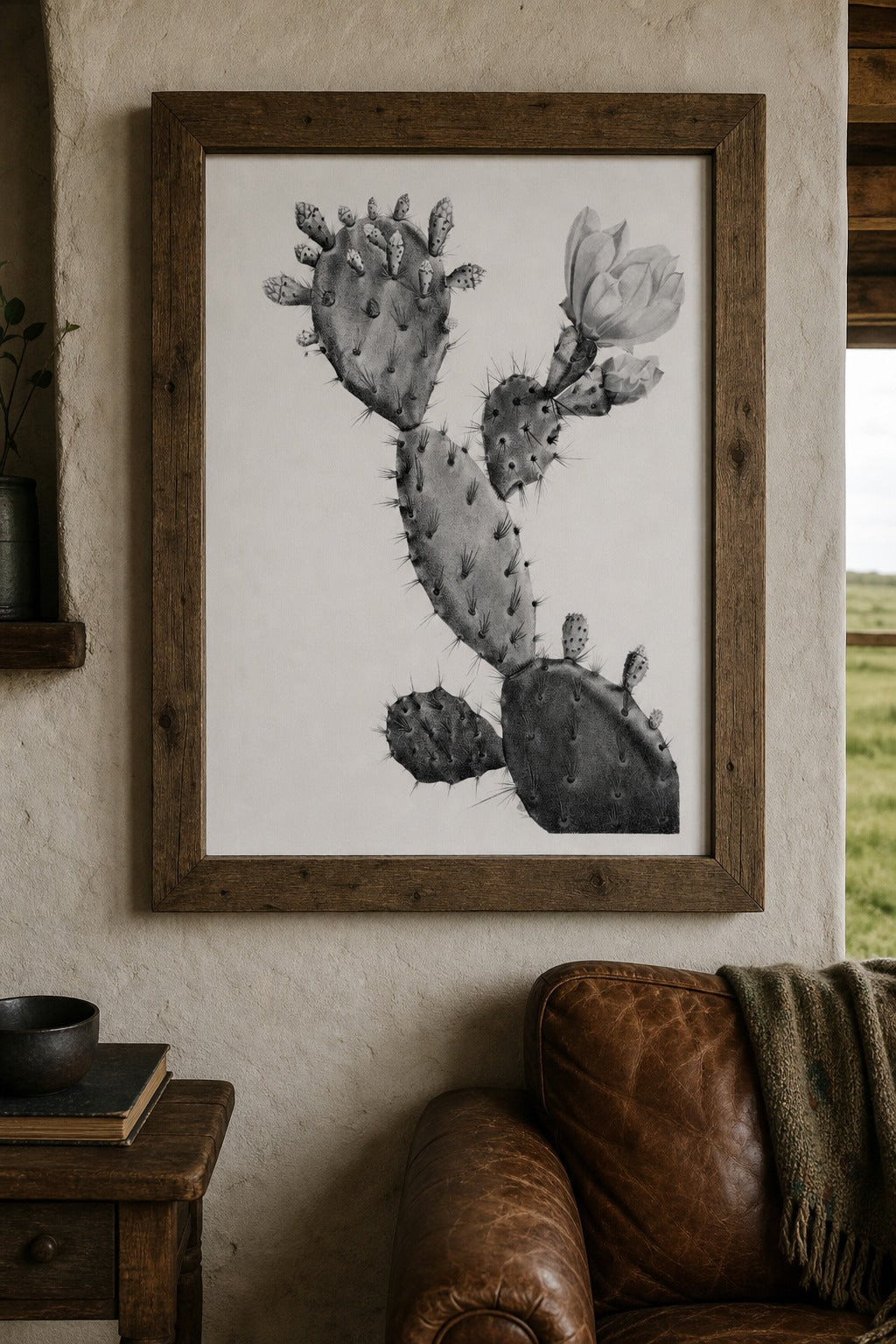 Prickly Bloom art print on white background