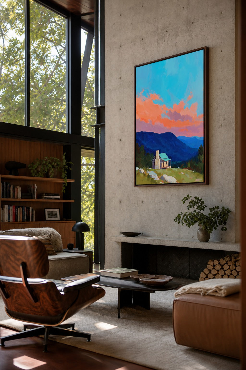 Ridgeline Dusk art print, angled perspective view
