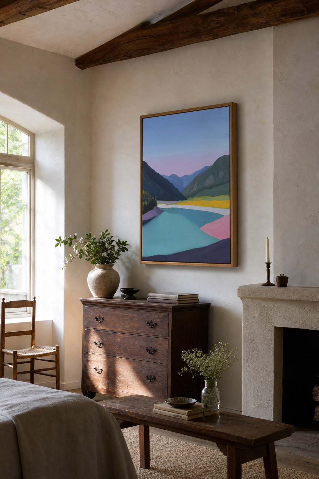 River Pass art print, angled perspective view