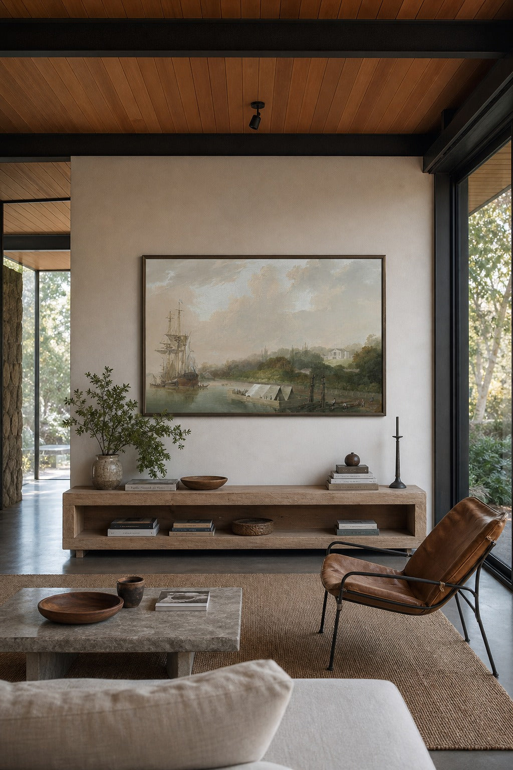 River Reach art print displayed in a modern interior