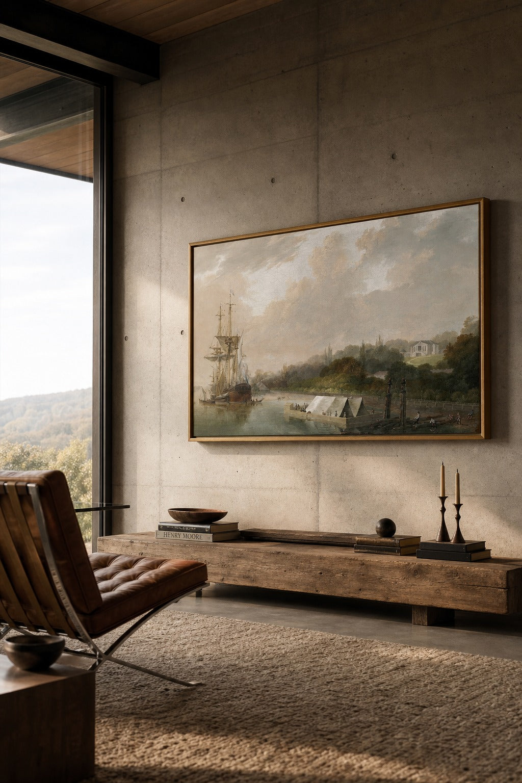 River Reach art print, angled perspective view