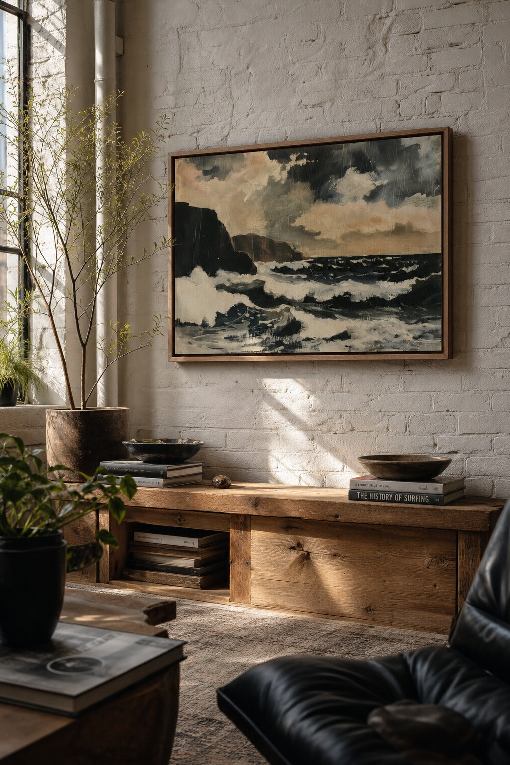 Rough Water art print, angled perspective view