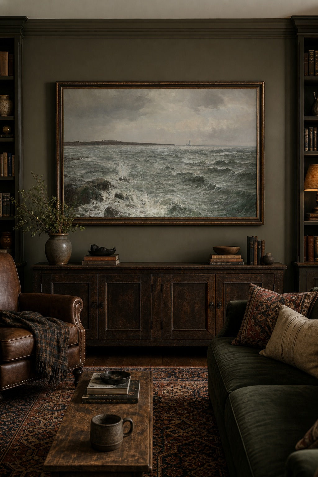 Rough Water art print shown to scale on a wall