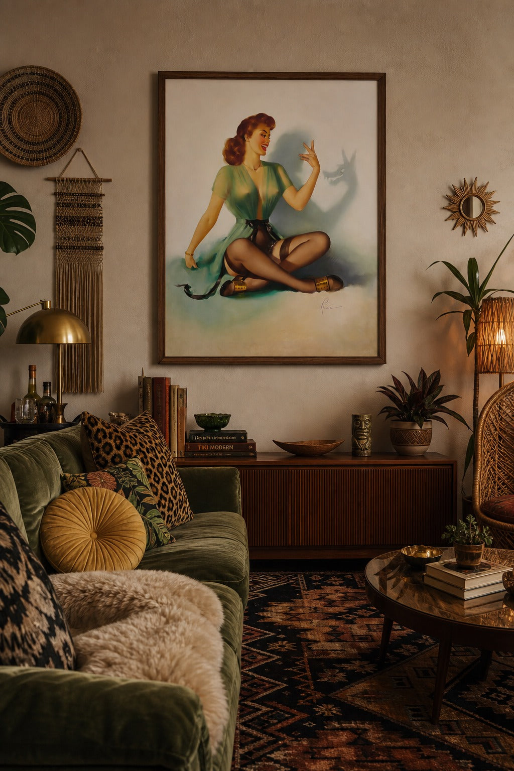 Shadow Play art print shown to scale on a wall