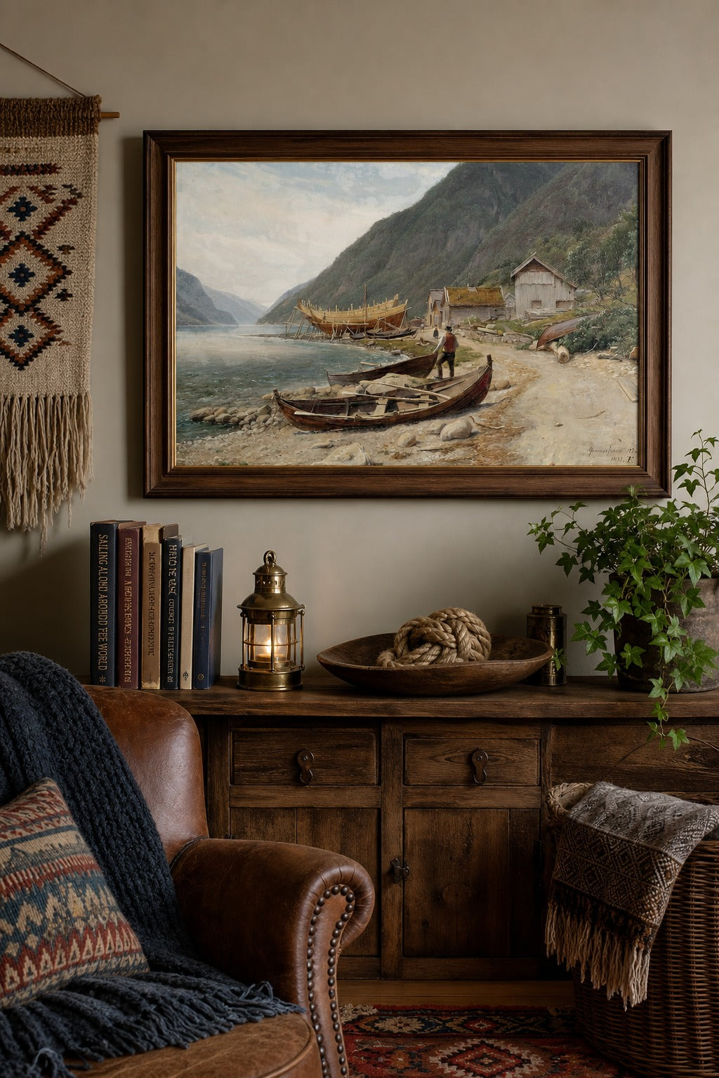 Shipwright's Fjord art print, close-up detail view