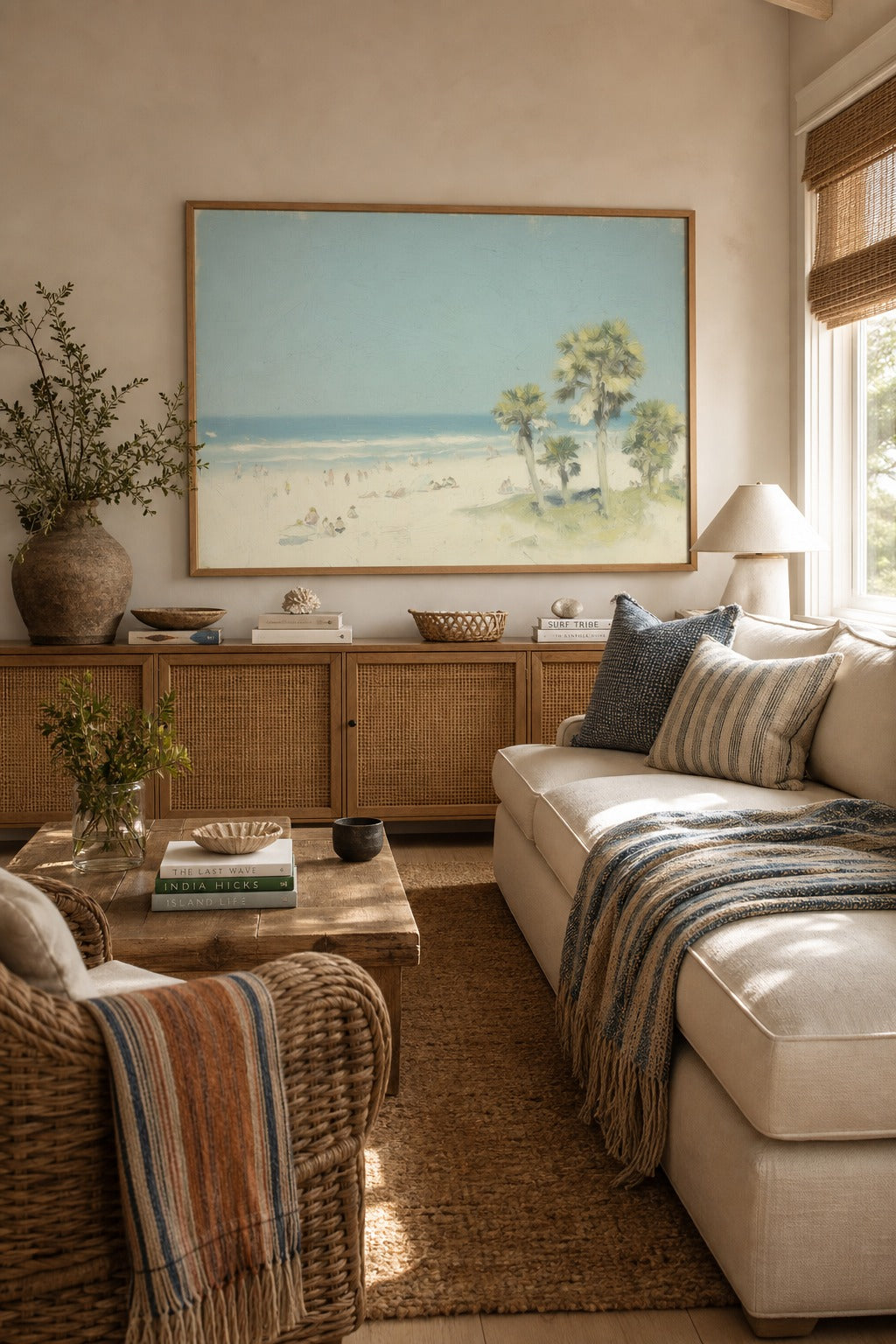 Shore Day art print shown to scale on a wall