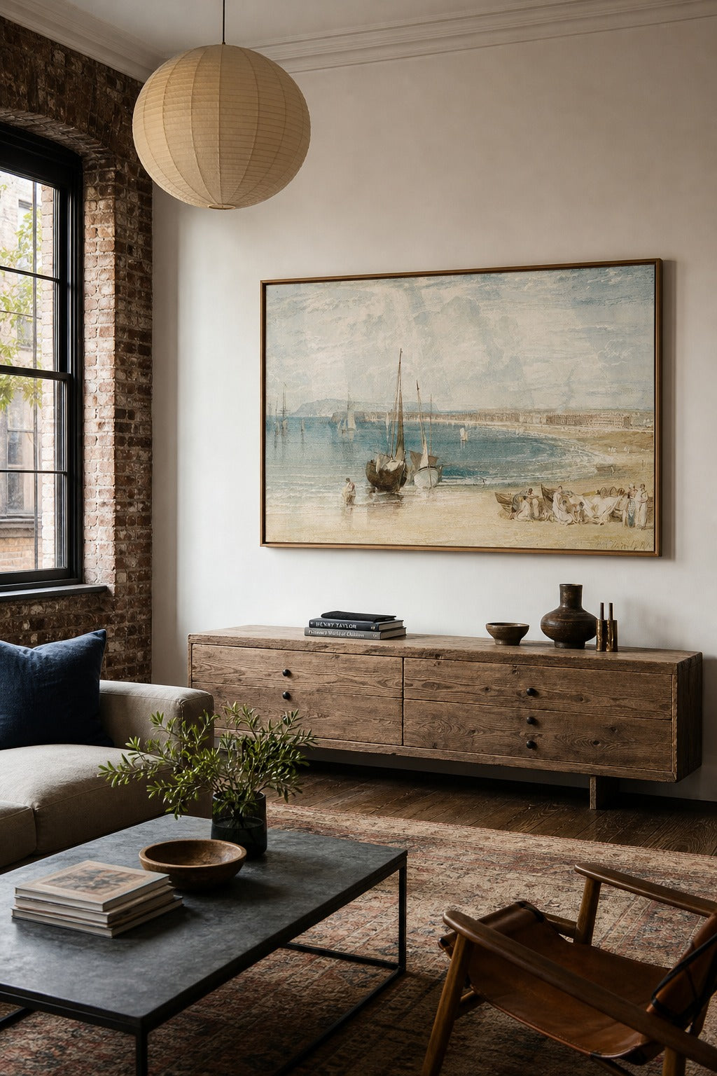 Shore & Mast art print shown to scale on a wall
