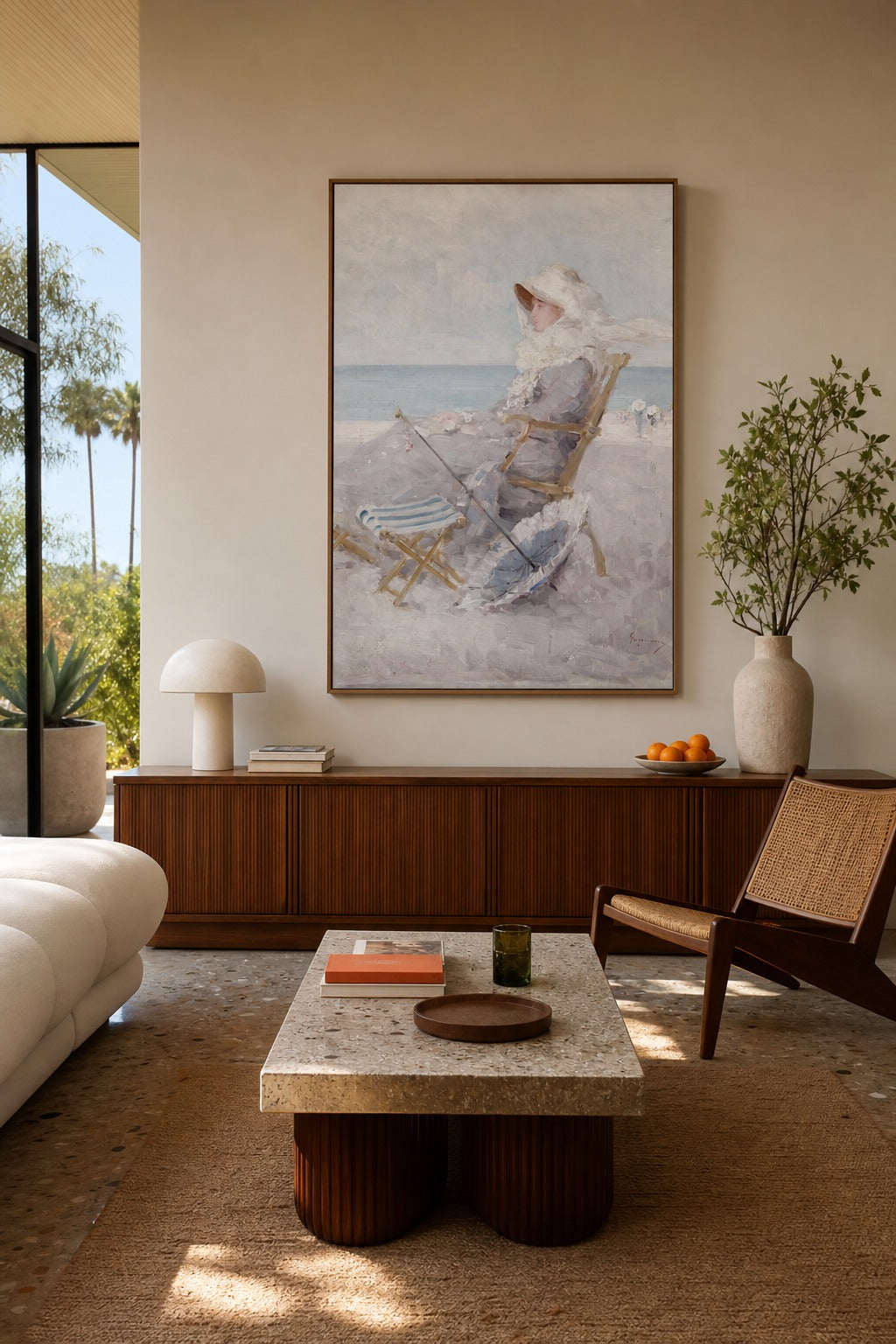 Shore Repose art print shown to scale on a wall