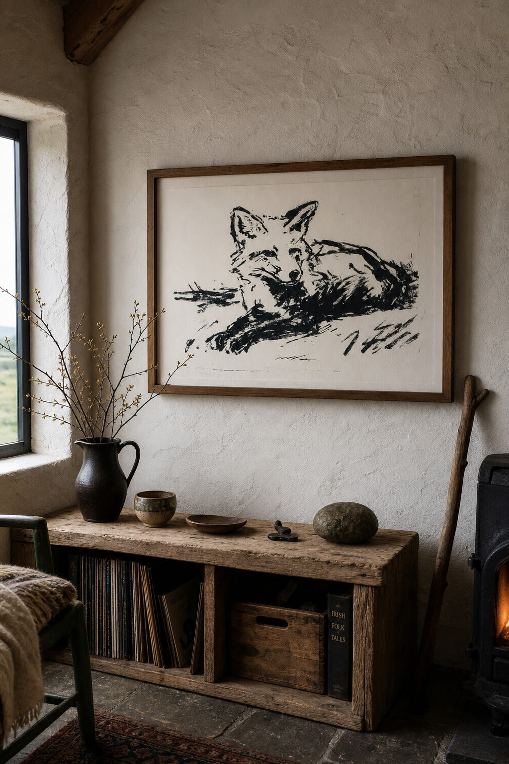Still Fox art print, close-up detail view