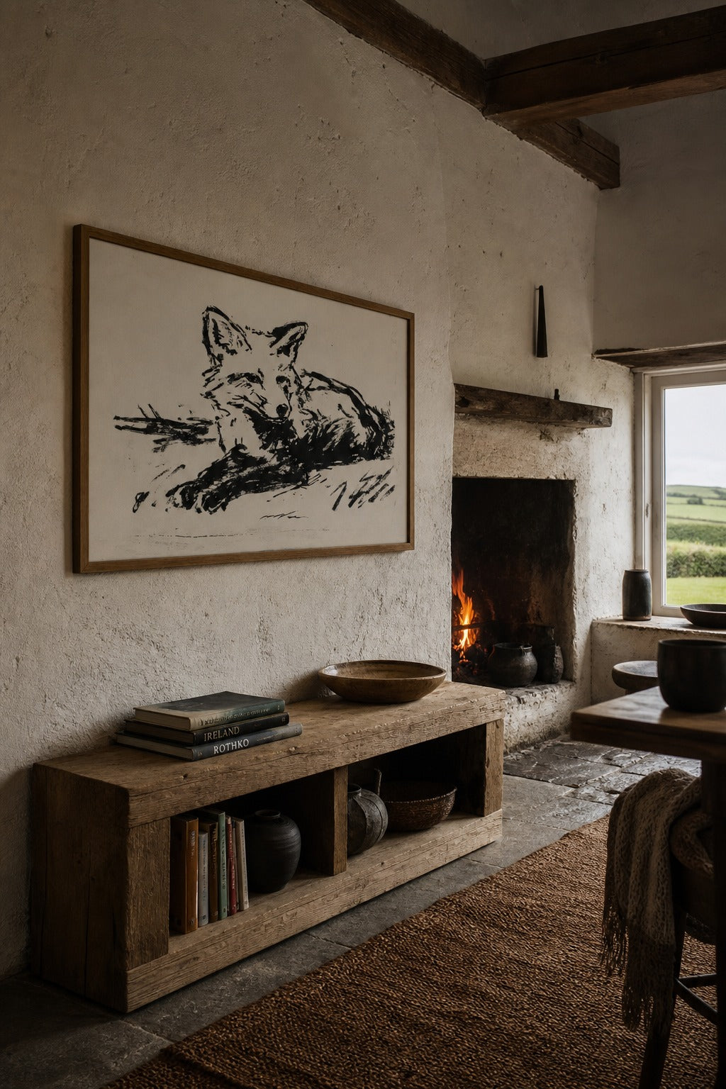 Still Fox art print, angled perspective view