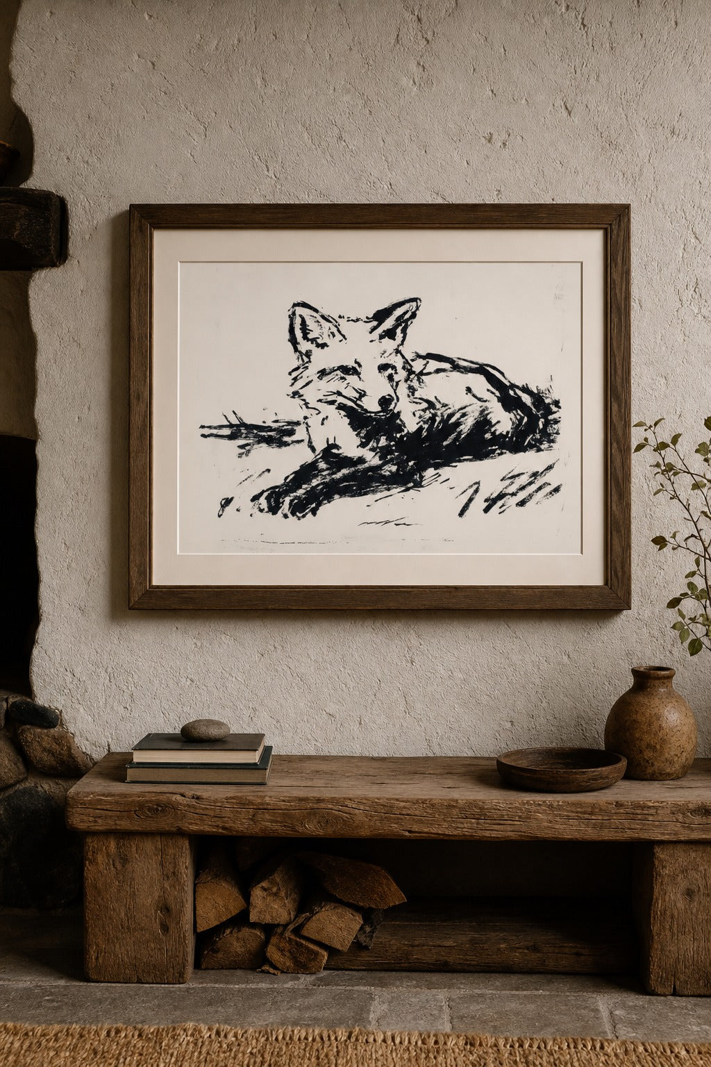 Still Fox art print on white background