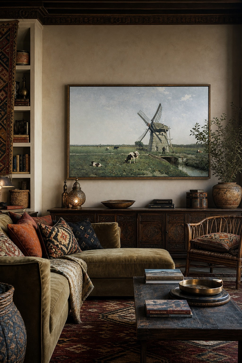 Still Mill art print shown to scale on a wall