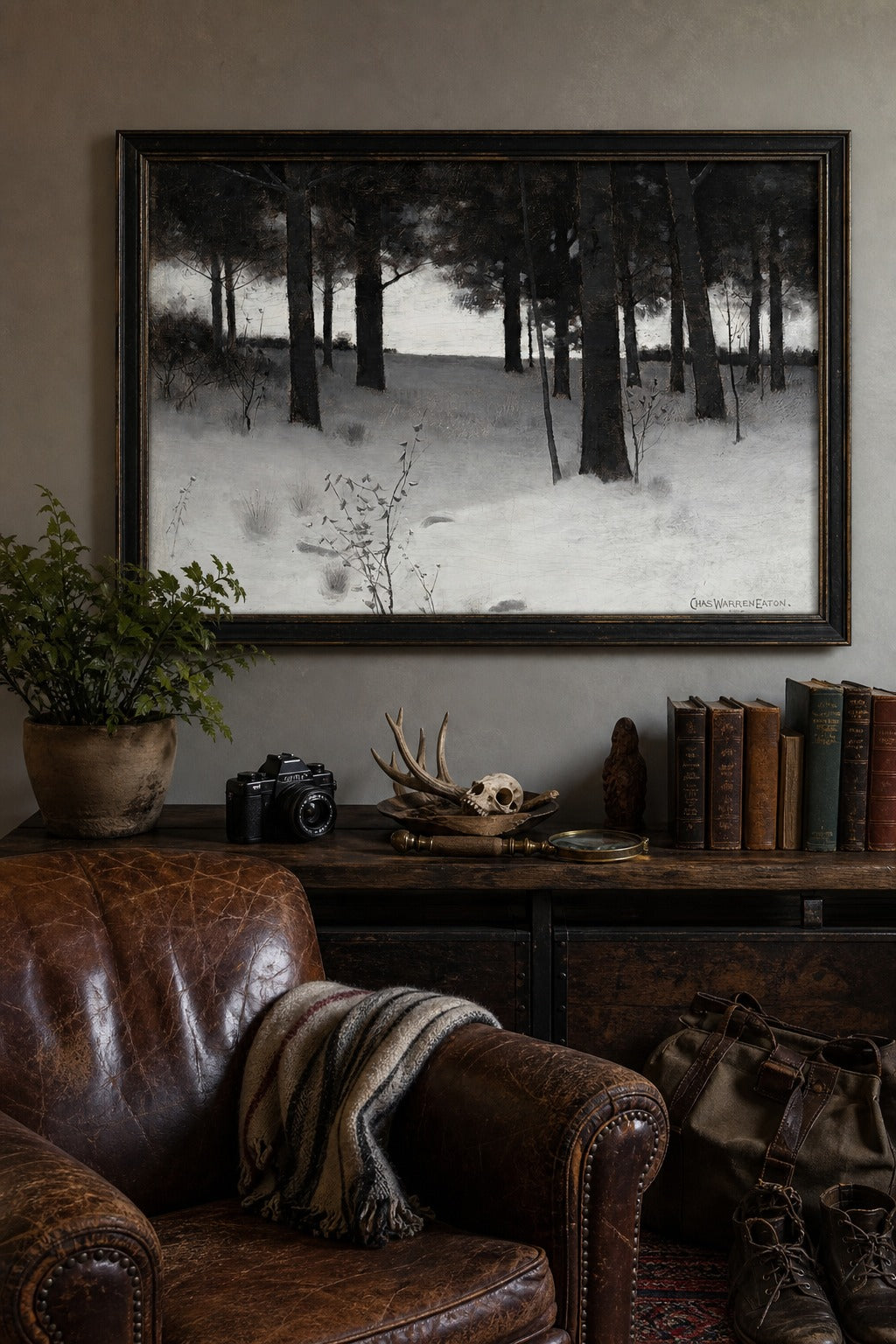 Still Pines art print, close-up detail view