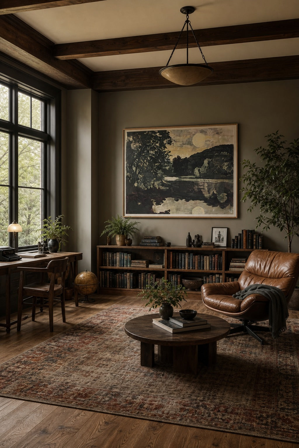 Still River art print displayed in a modern interior