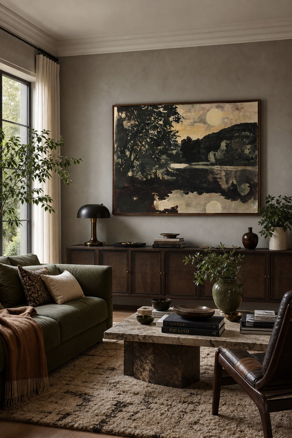 Still River art print shown to scale on a wall