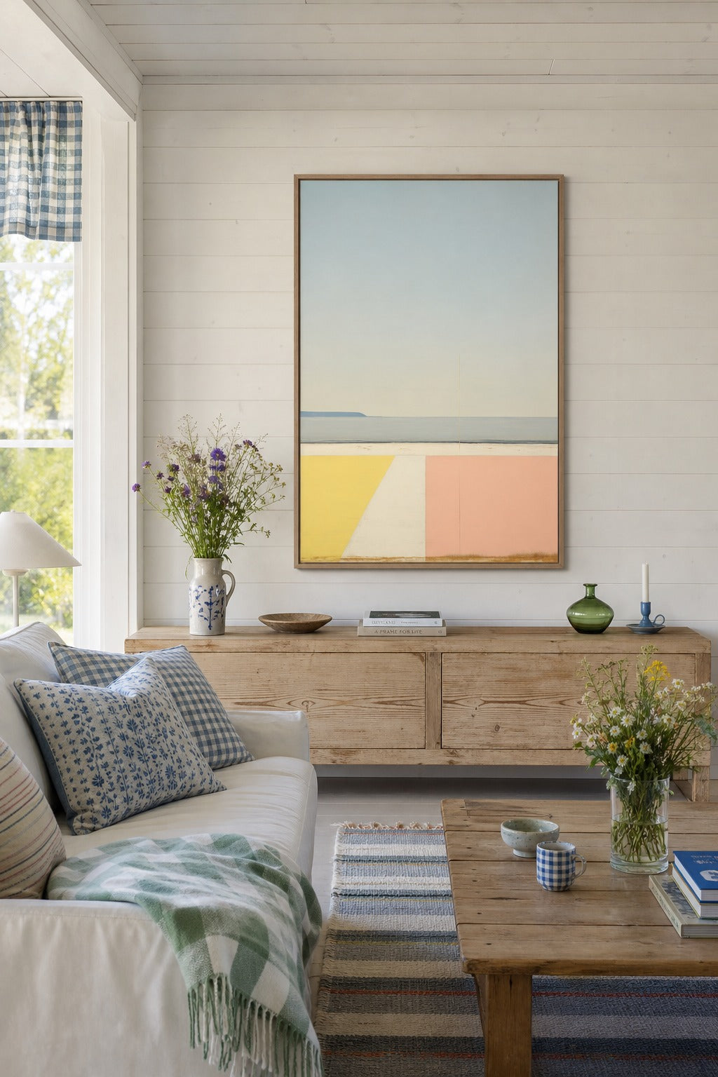 Still Shore art print shown to scale on a wall
