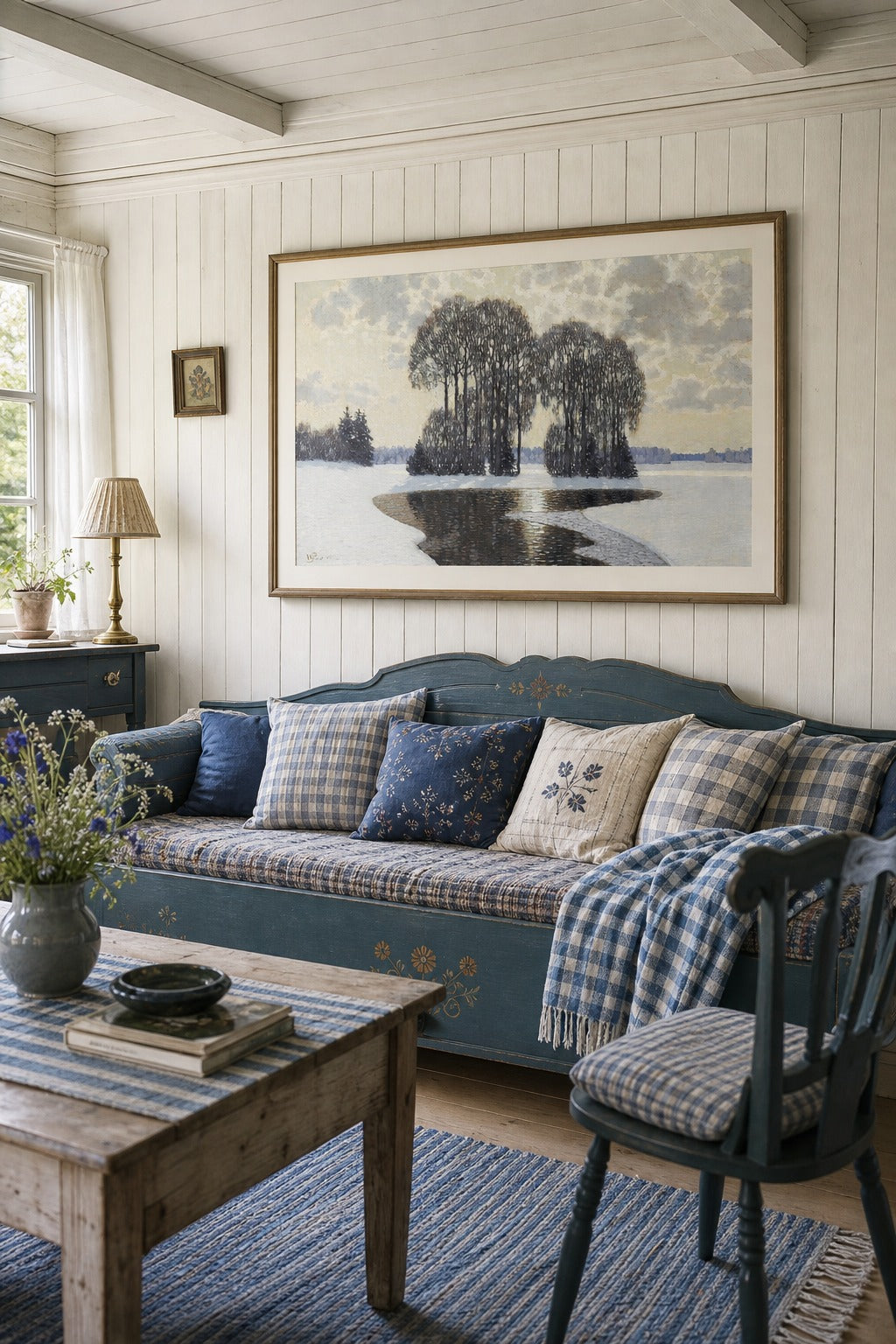 Still Water art print shown to scale on a wall