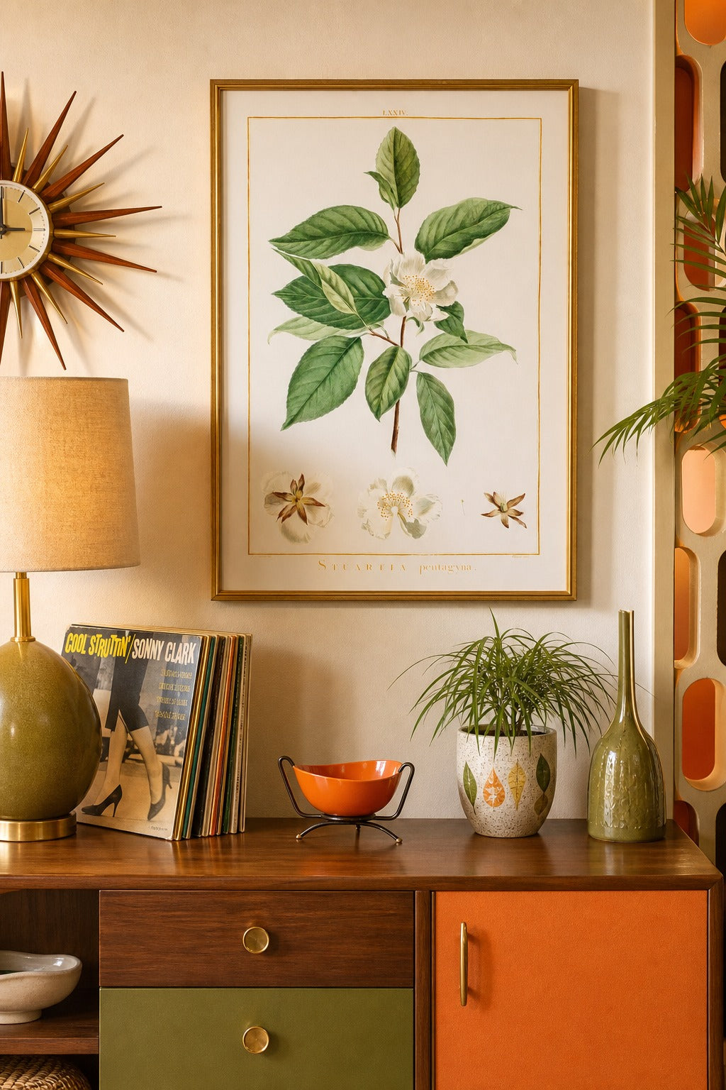 Stuartia art print, close-up detail view