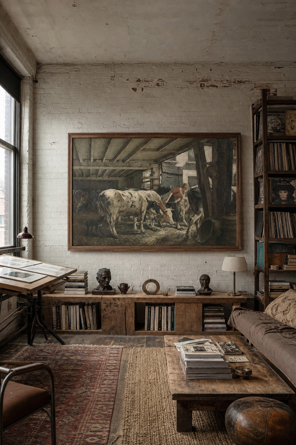 The Barn art print shown to scale on a wall