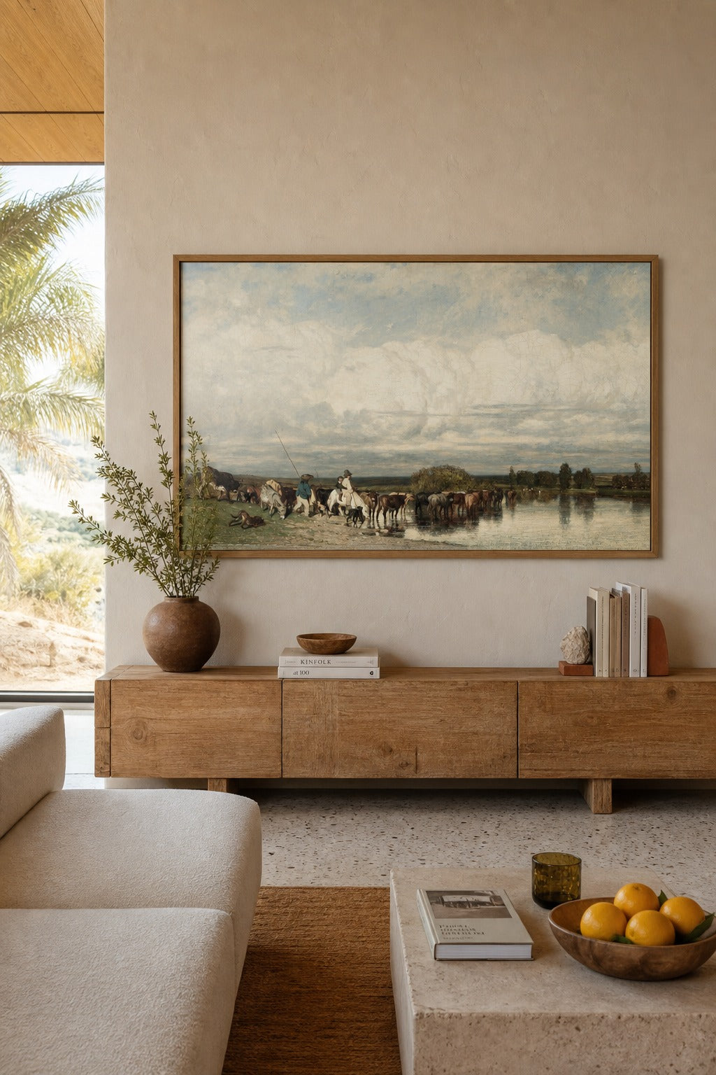 The Crossing art print shown to scale on a wall