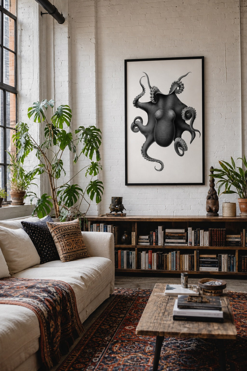 The Deep art print shown to scale on a wall