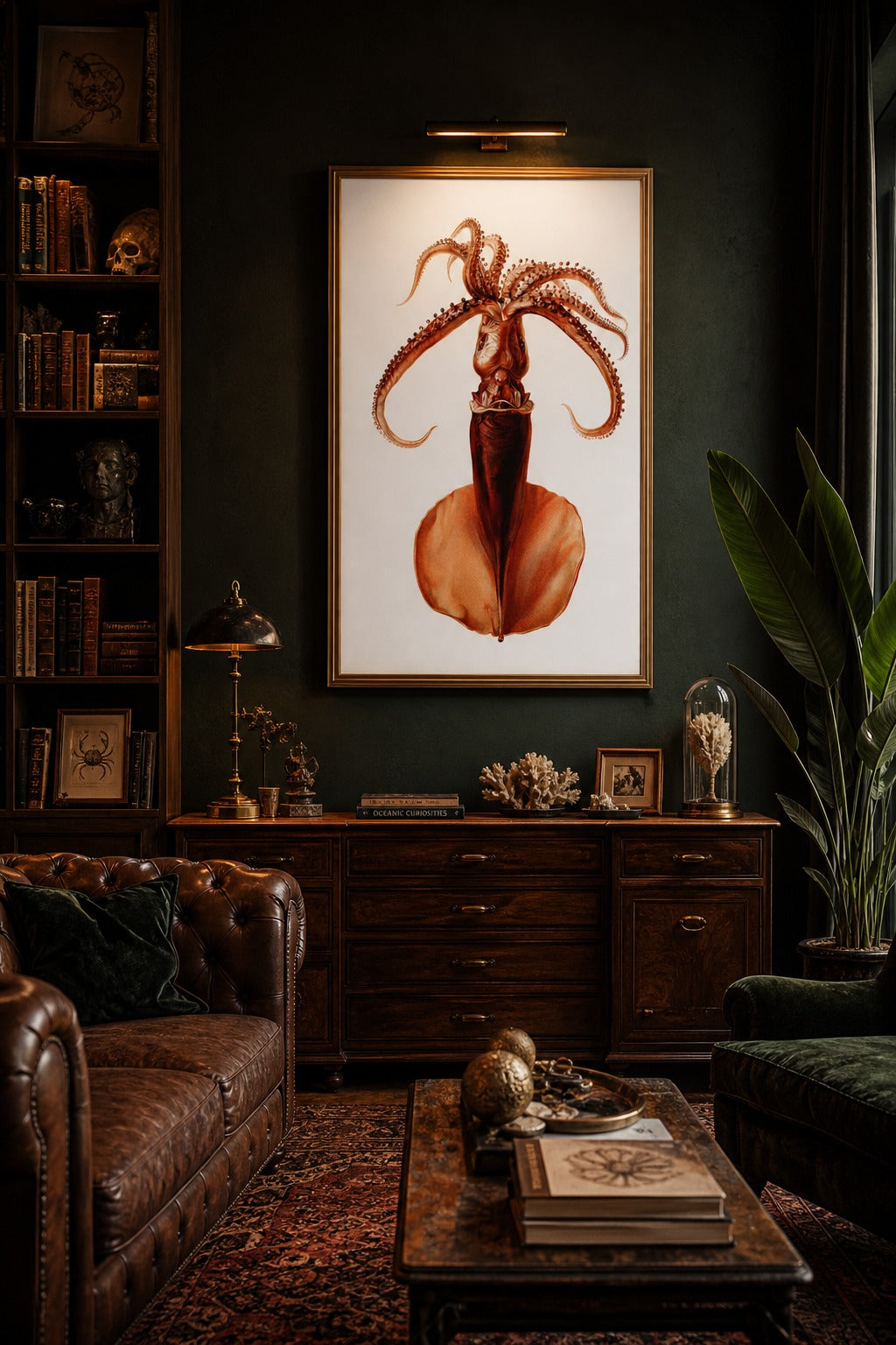 The Deep art print shown to scale on a wall