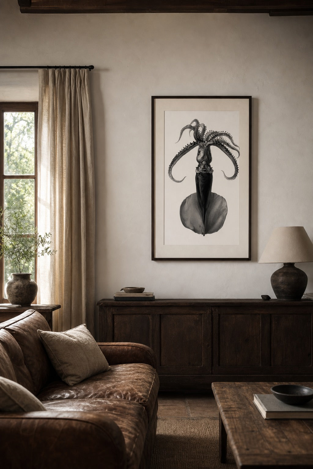 The Deep art print shown to scale on a wall