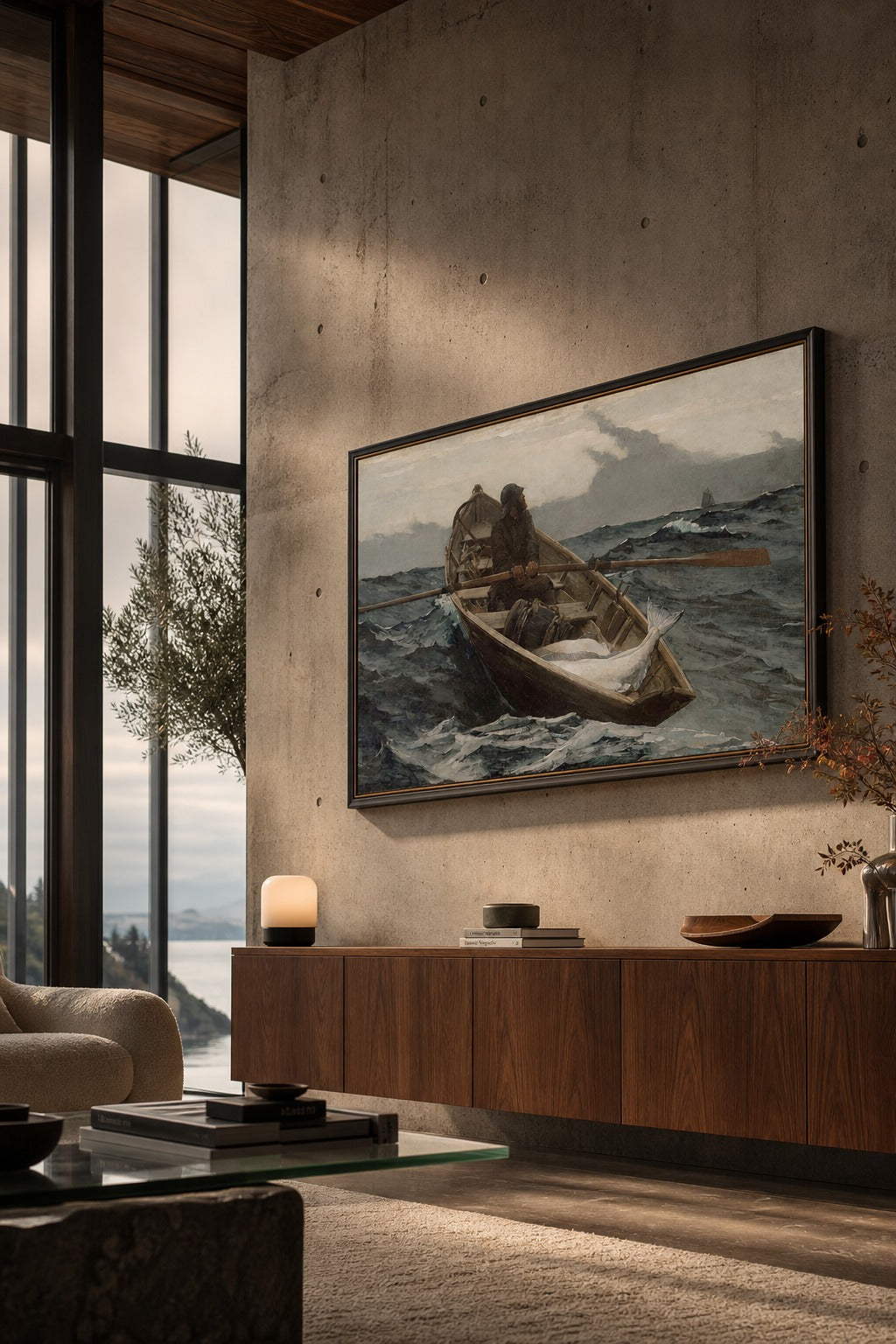 The Dory art print, angled perspective view