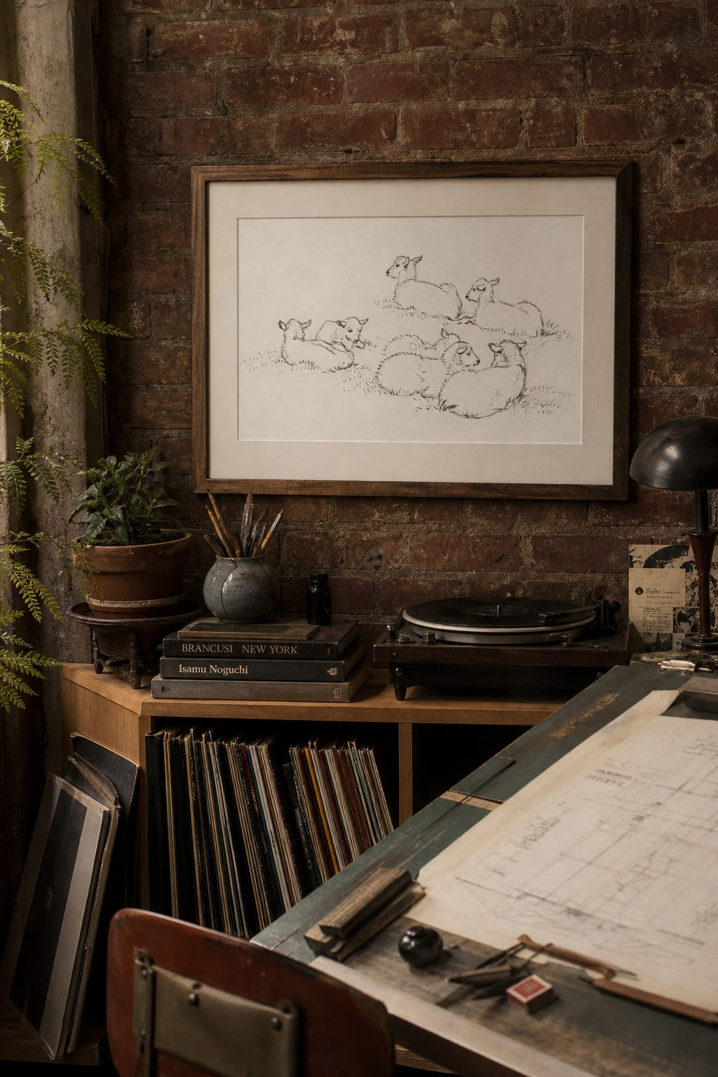 The Flock art print, close-up detail view