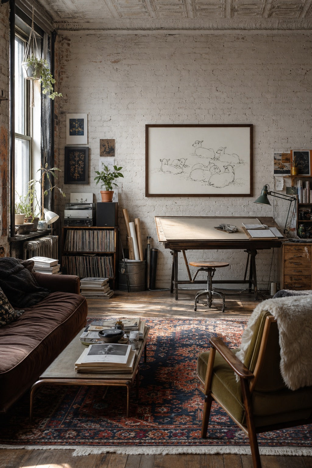 The Flock art print displayed in a modern interior