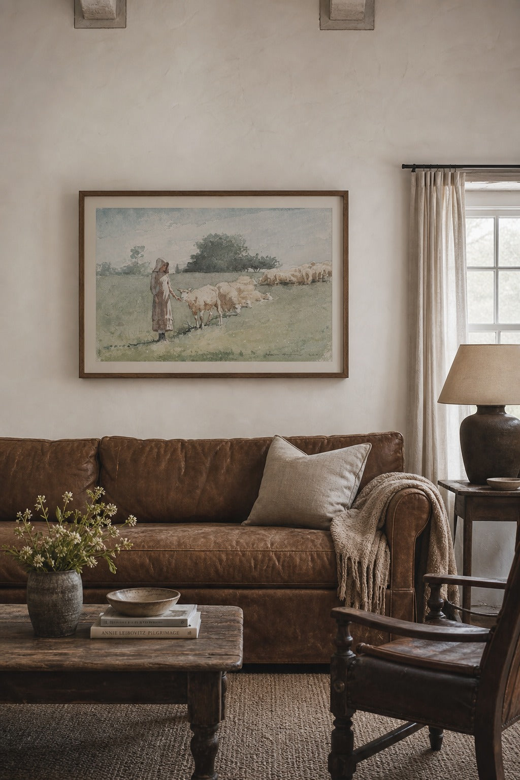 The Flock art print shown to scale on a wall