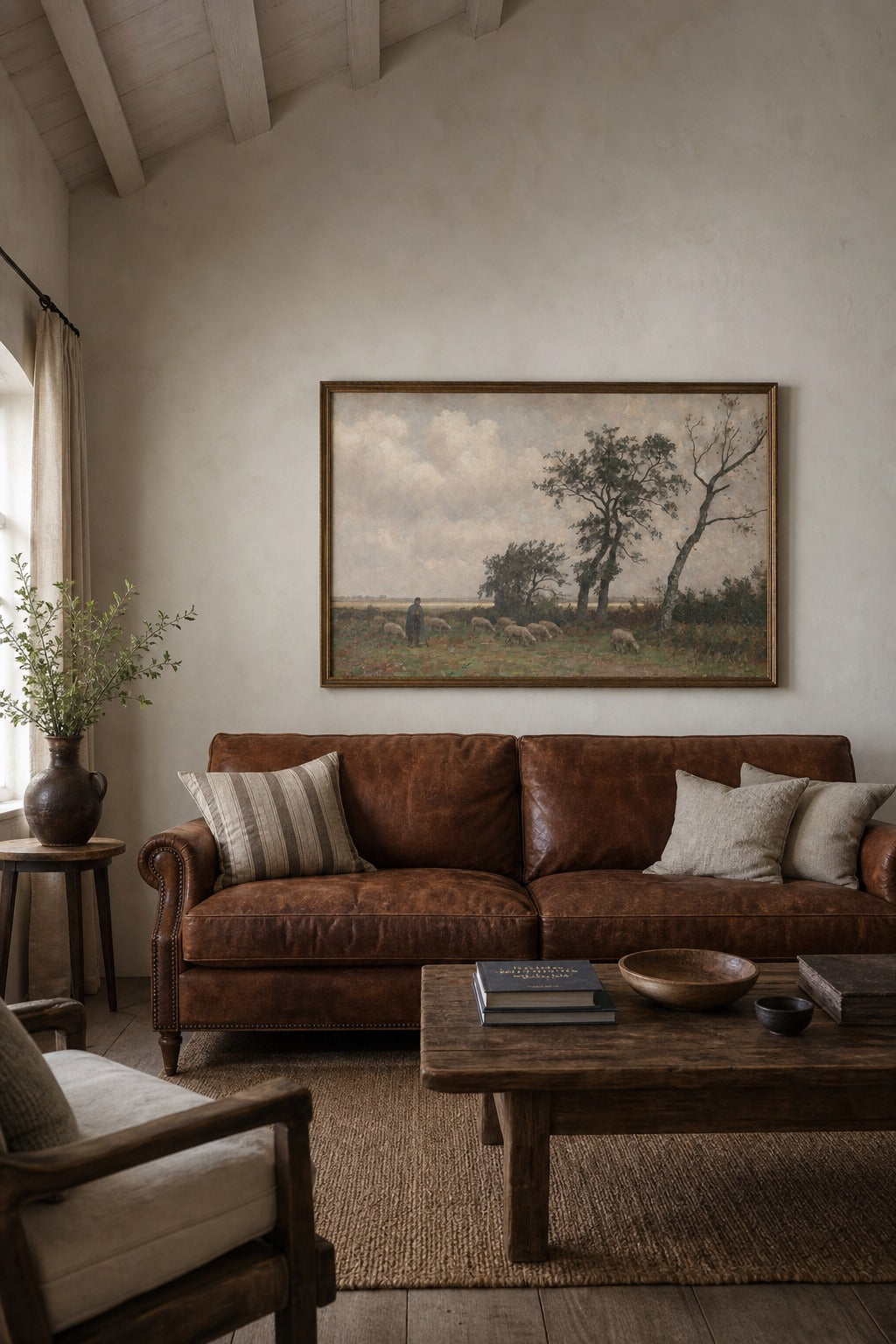 The Flock art print shown to scale on a wall