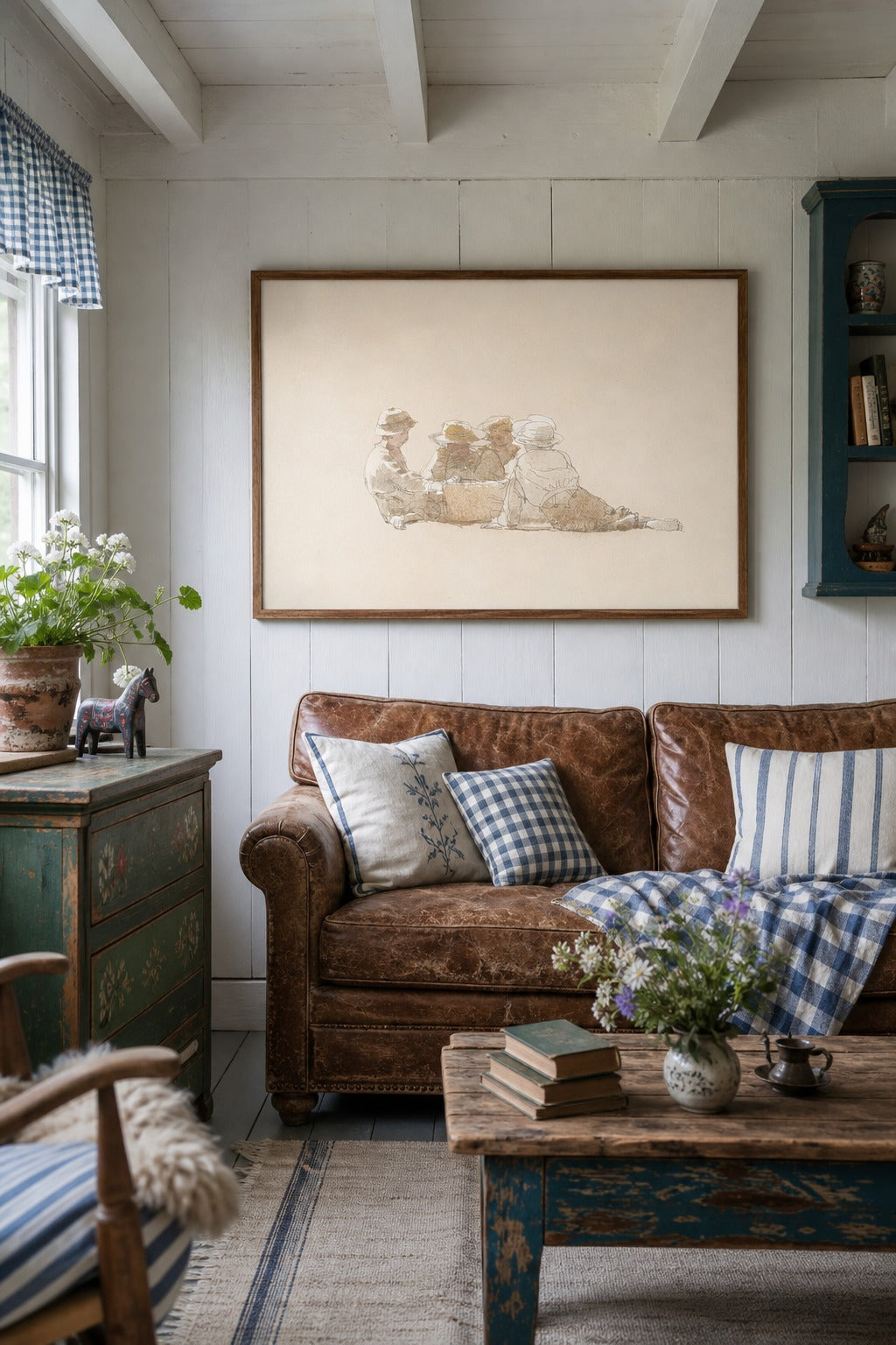 The Gathering art print shown to scale on a wall