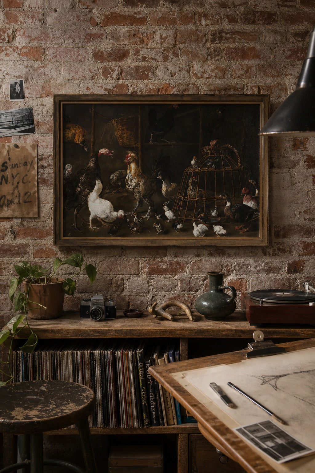 The Henhouse art print, close-up detail view