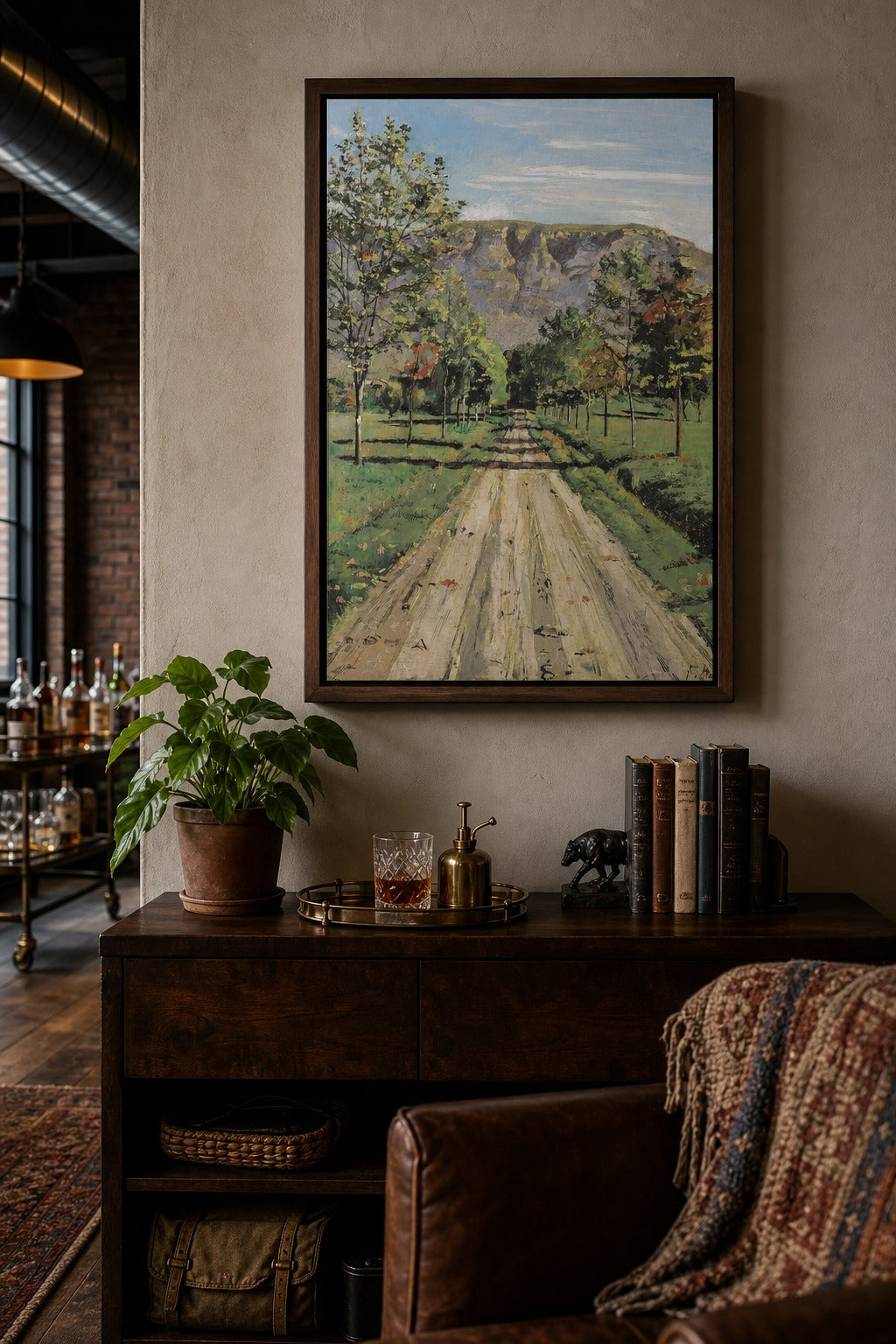 The Long Road art print, close-up detail view