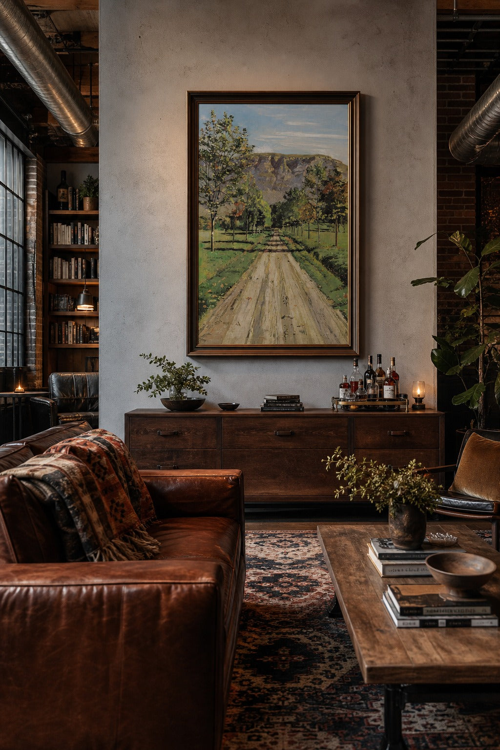 The Long Road art print shown to scale on a wall