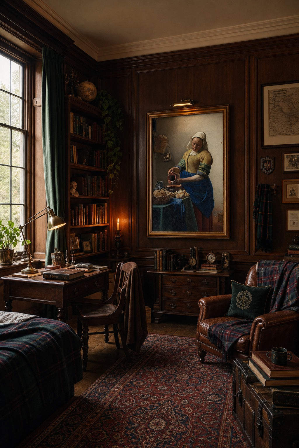 The Milkmaid art print displayed in a modern interior